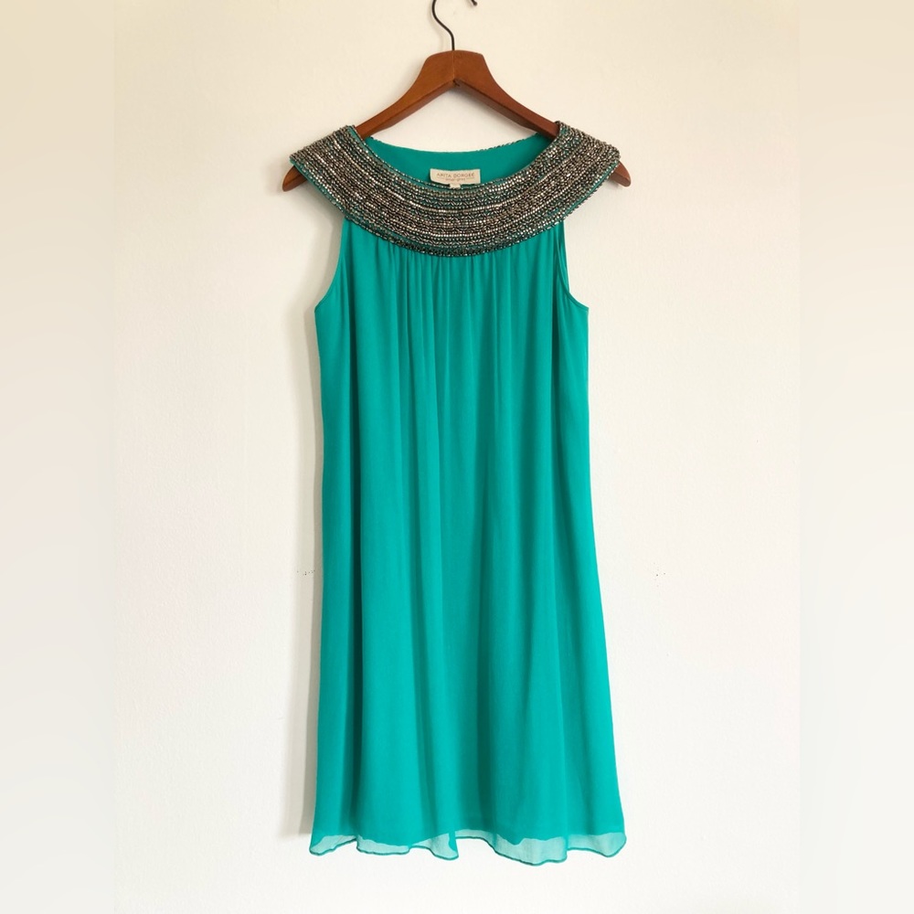 Anita Dongre Turquoise Dress with Embellished Collar